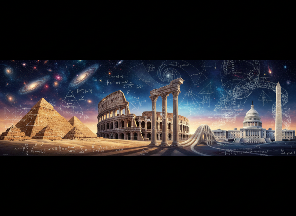 A panoramic 1:5 cosmic scene representing Ad Astra, blending human silhouettes, stars, and abstract data in a cinematic, mysterious style.